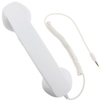 DONG 3.5mm Retro Phone Telephone Radiation-Proof Receivers Cellphone Handset for Phone 4 5 6 7 Classic Headphone MIC Microphone(White)