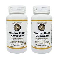 APOLLO SUN Yellow Root Curcumin from Turmeric Root Extract (Curcuma Longa) 630 Milligrams as a Dietary Supplement (60 Vegan Capsules) Pack of 2