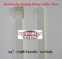 Serious Ties - Extra Heavy Duty Cable Ties (10, 24 Inch/175Lbs/Natural)