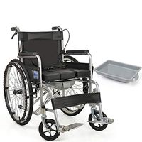 Lightweight Transport Folding Wheelchair with Handbrakes, Steel Frame Padded Seat and Detachable Elevating Leg, Portable Transport Wheelchairs for Adults Elder Disabled