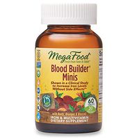 MegaFood, Blood Builder Minis, Daily Iron Supplement and Multivitamin, Supports Energy and Red Blood Cell Production Without Nausea or Constipation, Gluten-Free, Vegan, 60 Tablets (30 Servings)