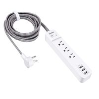 Slim Braided Power Strip with 3 AC Outlet 3 Fast USB Port, Overload Protection Switch for USB Power Strips Surge Protector, Flat Plug with 5Ft Fabric Extension Cord for Home/Office/Travel
