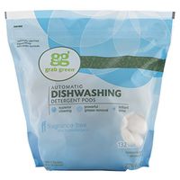 Grab Green Natural Dishwasher Detergent Pods, Free & Clear/Unscented, 132 Count, Fragrance Free, Organic Enzyme-Powered, Plant & Mineral-Based