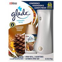 Glade Automatic Spray Refill and Holder Kit, Air Freshener for Home and Bathroom, Cashmere Woods, 6.2 Oz
