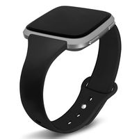 Kmasic Compatible Fitbit Versa Bands, Narrow Slim Soft Silicone Small Replacement Wristband for Fitbit Versa/Versa Lite Edition Women Men, Black, Large