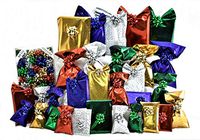 Made in Italy Elegant Mixed Colors 30 Gift Bags with 30 Bows in Stars Design - Self-Sealing Adhesive Flap