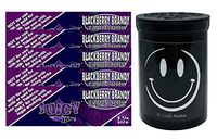 Herb Airtight Container Fresh Kettle with Juicy Jay's BlackBerry Brandy 1.25 Flavored Hemp Rolling Papers 5 Count DC Crafts Nation- Happy Face