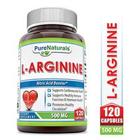 Pure Naturals L-Arginine 500 Mg Capsules (Non-GMO) - Supports Cardiovascular Health* Supports Healthy Immune Function & Hormone Health* Promotes Healthy Circulation* (120 Count)