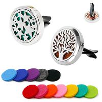 2PCS Aromatherapy Essential Oil Diffuser Car Diffuser Vent Clip 30mm Stainless Steel Car Diffuser Locket Air Freshener 12 Felt Pads (Tree of Life & Sky Star)