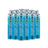 Oxygen Plus 99.5% Pure Recreational Oxygen Cans Filled in FDA-Registered Facility - Restore Oxygen Levels w/Oxygen Supplement, Portable Oxygen Canisters for Natural Energy (O+ Refill 12-Pack)