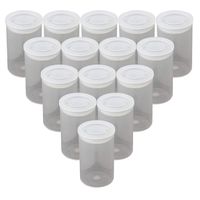 Plastic Film Canister with Lids, Small Accessories, Pills Storage Pack of 15 (Clear)