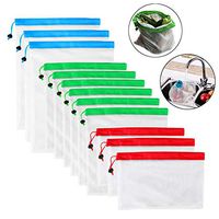 12Pcs Reusable Drawstring Net Mesh Storage Bag Vegetable Fruit Toy Organizer
