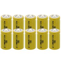 10x Exell 2/3A Size 1.2V 700mAh NiCD Rechargeable Batteries with Tabs for high power static applications (Telecoms, UPS and Smart grid), electric mopeds, meters, radios, RC devices, electric tools
