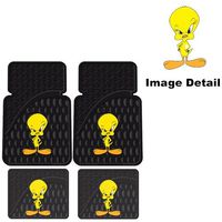 Tweety Bird w/ Attitude Car Truck SUV Front & Rear Seat Rubber Floor Mats - 4PC by Warner Bros.