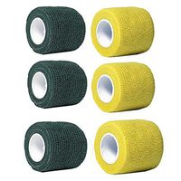 Aguaton Self-Adherent Stretch Cohesive Athletic Tape Wrap Team Colors 2 Inches by 6 Yards (Pack of 6) (Forest Green & Yellow)