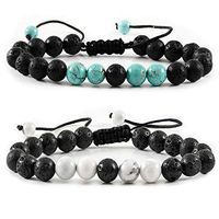 Orionis Anxiety Bracelet Howlite and Turquoise - Long Distance Relationships Lava Stone Essential Oil Aromatherapy Diffuser Gift Present for Couples Stress Relief Calming Beaded