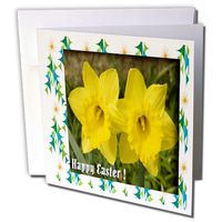 3dRose Daffodils Happy Easter - Greeting Cards, 6 x 6 inches, set of 12 (gc_18901_2)