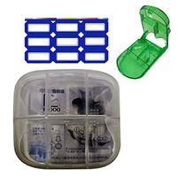 Travel Pill Case and Pill Cutter with Labels, 7 Day Weekly Small Pill Organizer, Portable Pocket Pill Box and Pill Splitter with Retracting Blade Guard for Cutting Small and Large Pills or Tablets