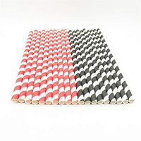 100 Count Striped Straws 8mm Dia 210mm Long Drinking Straw for Party Decoration in 2 Patterns(Red Stripe/Black Stripe)