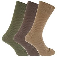 Mens Big Foot Non Elastic Diabetic Socks (3 Pairs) (US 12-15) (Brown/Olive/Beige)