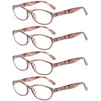 Kerecsen Women's Reading Glasses With Floral Design - Fashion Readers Medium 4 Pack Brown