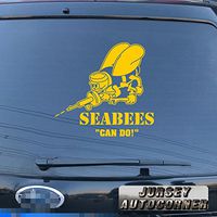 3S MOTORLINE Seabees Decal Sticker US Navy Construction Battalion CB Can do Car Vinyl Pick Size Color die Cut b (Yellow, 16'' (40.6cm))