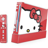 Skinit Hello Kitty Cropped Face Red Skin for Wii (Includes 1 Controller) - Officially Licensed Sanrio Gaming Decal - Ultra Thin, Lightweight Vinyl Decal Protection