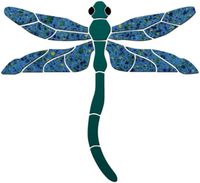 Dragonfly Ceramic Swimming Pool Mosaic (20" x 18", Dark Teal)