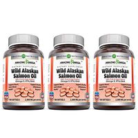 Amazing Omega Wild Alaskan Salmon Oil - 1000mg of Salmon Oil, 180 Softgels - Supports Heart, Joint & Brain Health (Pack of 3-180 Softgel Bottles)