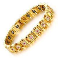 Elegant Female Magnetic Therapy Bracelet Relief Arthritis and Carpal Tunnel, Womens Titanium Stainless Steel Magnetic Therapy Bracelet with Rhinestone ZXYSR,Female