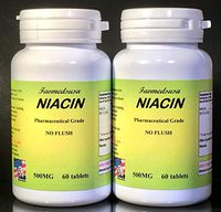 Niacin No Flush 500mg, Cholesterol Health, Made in USA - 120 (2x60) Tablets)