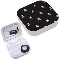 Portable Contact Lens Case Box Travel Kit Mirror + Bottle + Tweezers Container Holder [ Cat Cross Bone ]