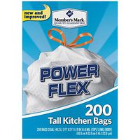 Member's Mark Power Flex Tall Kitchen Simple Fit Drawstring Bags (13 gal., 200 ct.) - Trash Bags