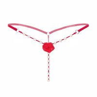 Women's Pearl Massage T Pants Rose Thong, Balakie Ladies Lace Sexy Open Burned-Crotch V-String Knickers Underwear Panties (Red)