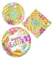 Easter Disposable Paper Plates Party Supplies Bundle of 3 Service for 8 Guests