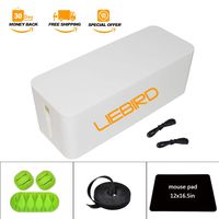 Cable Management Box Organizer - 5.25 x 6.2 x 16in,Large (Storage for Desk, TV, Computer, USB Hub) System to Cover and Hide, Power Strips, Surge Protector, Cords + Wire Ties (White)