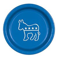 Pack of 96 Disposable Blue Democratic Donkey Dinner Plates 9"
