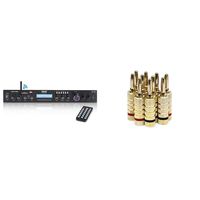 Pyle - Upgraded Premium Rack Mount Bluetooth Receiver, 200 Watt, w/ Digital ID3 LCD Display from - PDA7BU & Monoprice Gold Plated Speaker Banana Plugs - 5 Pairs - Closed Screw Type