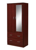 Hodedah 2-Door 2-Drawers, Mirror and Clothing Rod Armoire