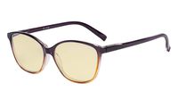 Eyekepper Blue Light Blocking Computer Reading Glasses with Yellow Filter Lens - Large Cat-Eye Stylish Readers Women - Purple Arm +2.50