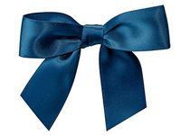 Pack Of 12, 5" Navy Blue Pre-Tied Satin Gift Bows W/6" Twist Ties 1-1/2" Ribbon