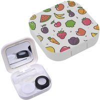 Portable Contact Lens Case Box Travel Kit Mirror + Bottle + Tweezers Container Holder [ Pictures Fruits Vegetables ]