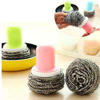 Iusun Steel Wire Ball Brush Kitchen Pot Dish Bowl Pot Brush Household Cleaning Tools (Blue)