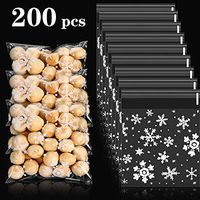 200 Pieces Snowflake Cellophane Bags Christmas White Candy Bags Cookie Self Adhesive Plastic Bags Clear Gift Wrapping Bags for Wedding Holiday Party Supplies (6.7 x 5.5 Inch)