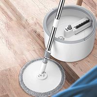 JTYX MOPS Magic Microfiber Round Mop and Bucket Hand-Free Wash 360 Rotating Floor Mop Home Cleaning Tool