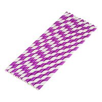 vLoveLife 25pcs Purple & White Biodegradable Paper Straws Striped Drinking Straws for Valentine's Day Wedding Birthday Party Celebrations Baby Shower Drinking Decoration Favors Supplies