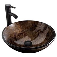 Bathroom Vanity Vessel Sink with Faucet (Brown)