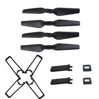 Aircraft Accessories-Propellers Blades Guards Landing Skids for Eachine E58 RC Quadcopter,Drone Parts (4 Paddle + 2 Tripod + 4 Protection ring) (Black)