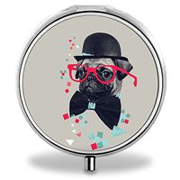 Compact 3 Compartment Medicine Case, IMLONE Customized Music Note Pill Organizer Metal Pill Box Pill Container for Purse, Travelling and Daily Needs