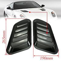 CHAMPLED 2pcs Universal ABS Car Decor Hood Scoop Smoke Black Air Flow Intake Vent Cover Gum For FORD CHRYSLER CHEVY CHEVROLET DODGE CADILLAC JEEP GMC PONTIAC HUMMER LINCOLN BUICK